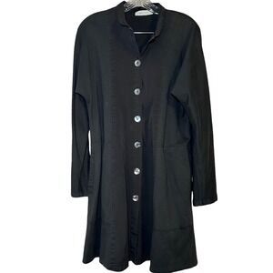 Eleven Stitch Design Womens Gray Button Down Lagenlook Tunic Coat  Dress Artsy